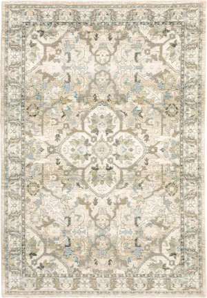 Oriental Weavers Andorra Area Rug - 9818G - 1'10" x 3'2" - in Beige/Ivory - Vintage Inspired, Stain Resistant, Family and Pet Friendly, Entryway, Bathroom Accent Rug