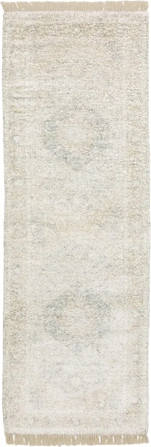 Oriental Weavers Malabar Hand-Made Area Rug - 45303-2'6" x 8' - in Beige/Grey - Vintage Inspired, Hand-Made Rugs, Entryway, Hallway Runner Rug