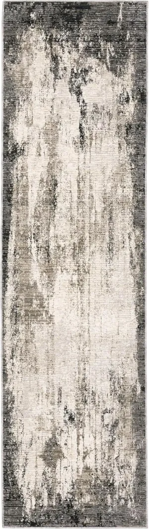 Oriental Weavers Nebulous Area Rug - 7151E - 2'3" x 7'6" - in Grey/Ivory - Modern Style, Stain Resistant, Family and Pet Friendly, Entryway, Hallway Runner Rug