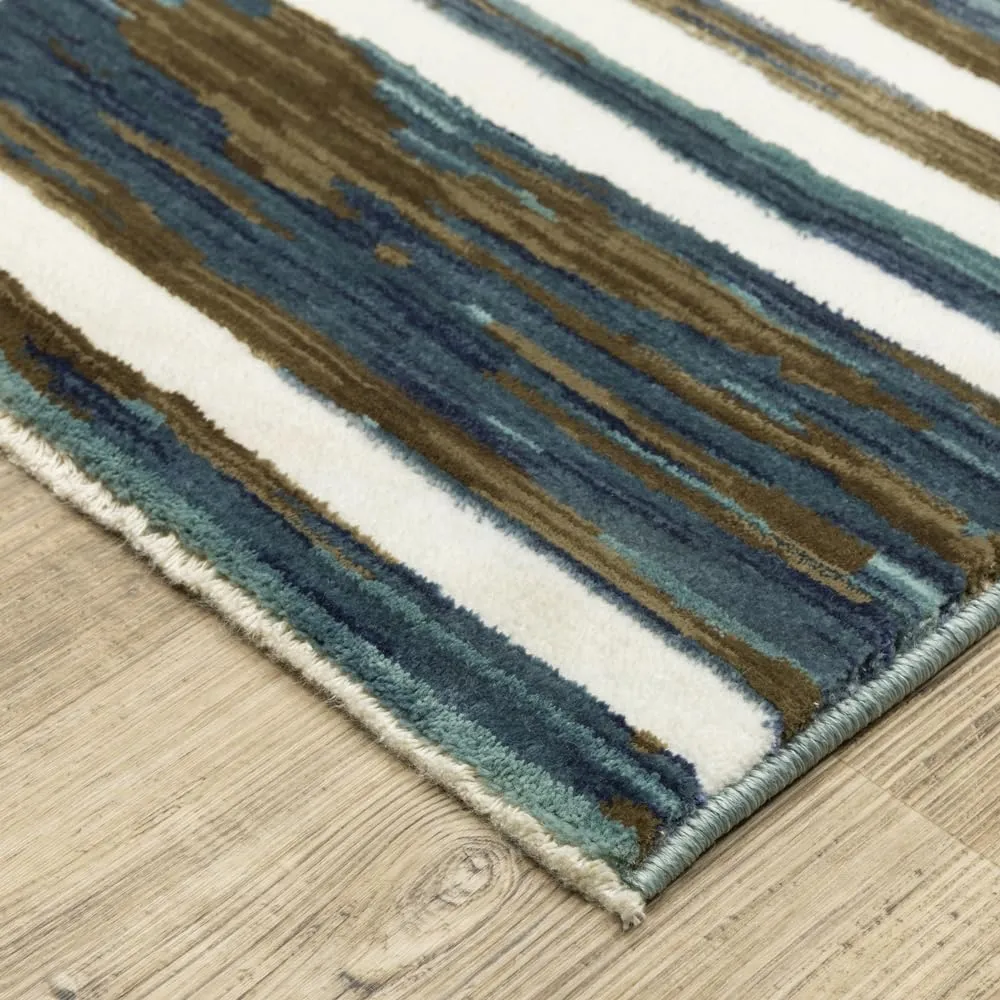 Oriental Weavers Reed Area Rug - RE05A - 2'3" x 7'6" - in Ivory/Blue - Modern Style, Stain Resistant, Family and Pet Friendly, Entryway, Hallway Runner Rug