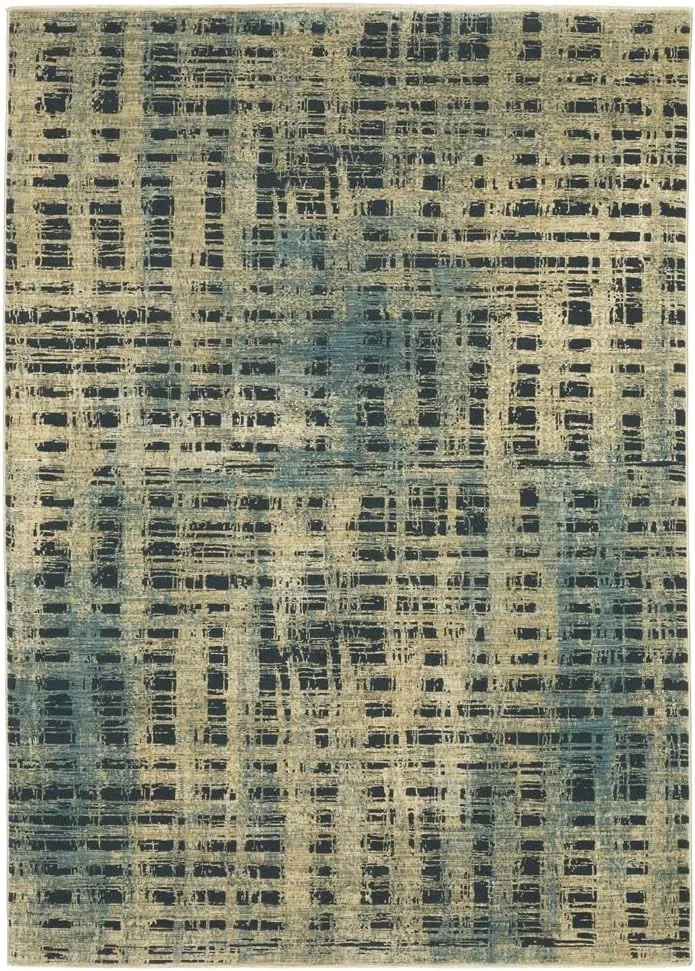 Oriental Weavers Reed Area Rug - RE07B - 2'3" x 7'6" - in Beige/Blue - Modern Style, Stain Resistant, Family and Pet Friendly, Entryway, Hallway Runner Rug