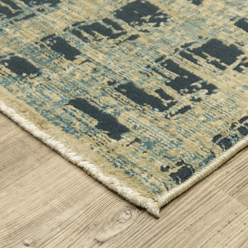Oriental Weavers Reed Area Rug - RE07B - 2'3" x 7'6" - in Beige/Blue - Modern Style, Stain Resistant, Family and Pet Friendly, Entryway, Hallway Runner Rug