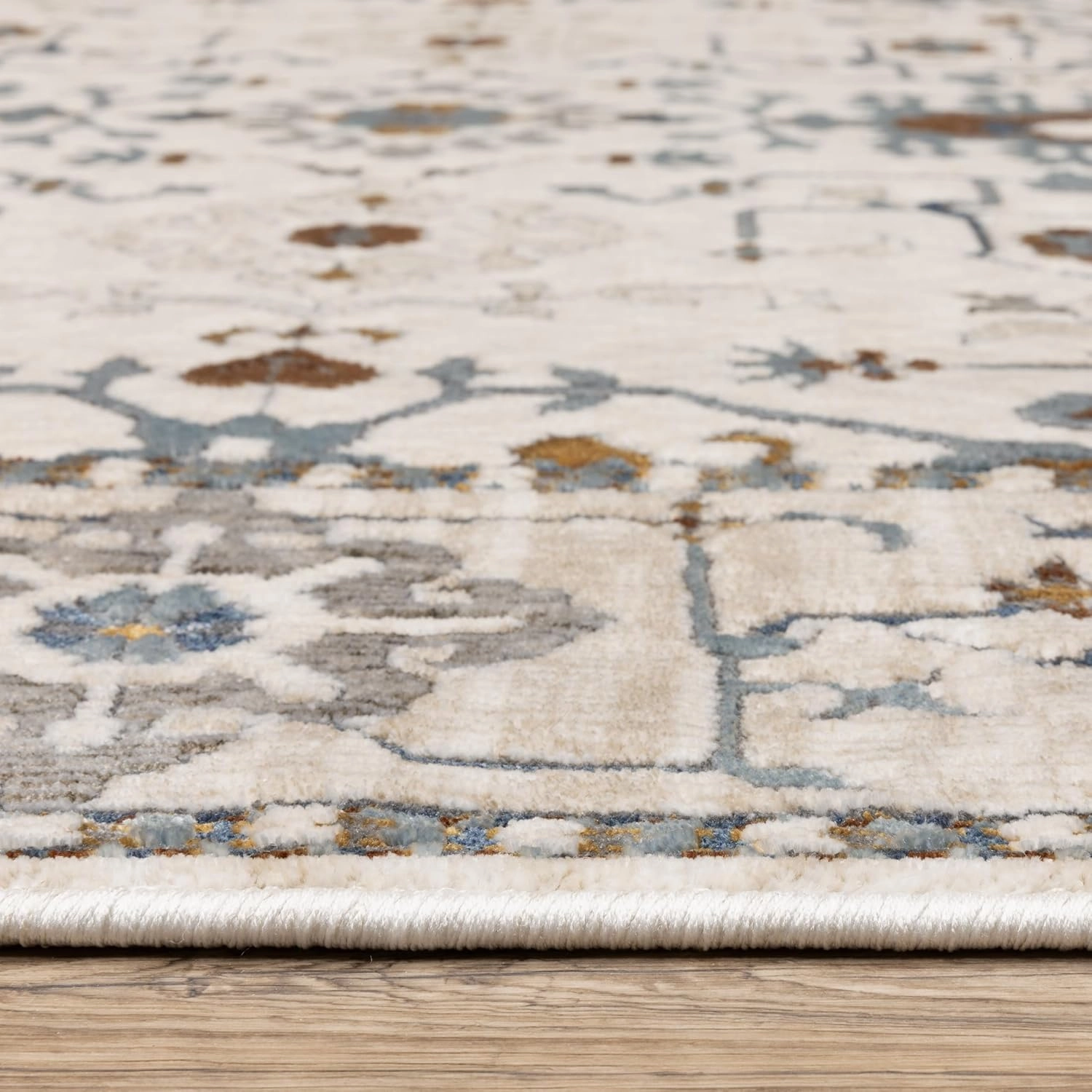Oriental Weavers Ellington Area Rug - ELL10-7'10" x 10'10" - in Ivory/Blue - Vintage Inspired, Stain Resistant, Family and Pet Friendly, Dining, Living Room Rug