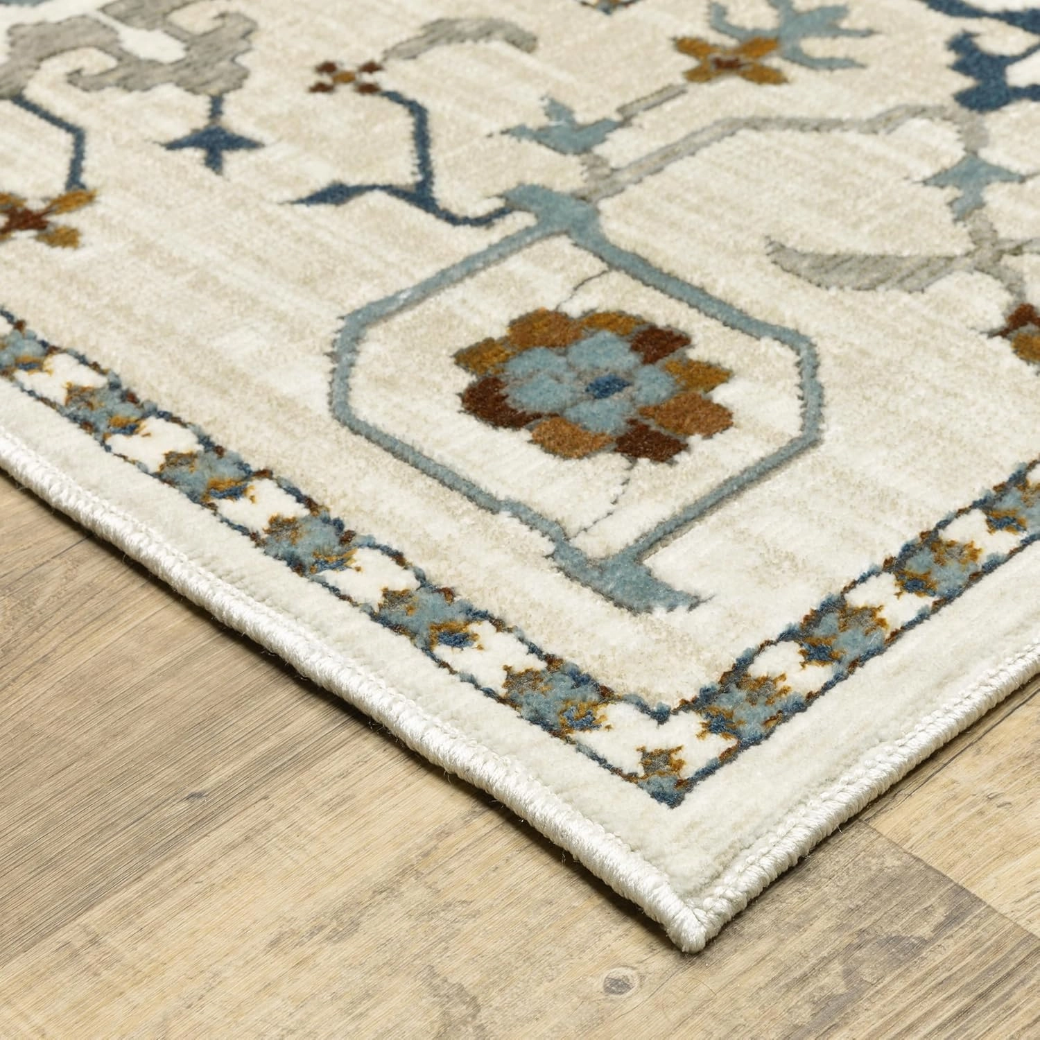 Oriental Weavers Ellington Area Rug - ELL10-7'10" x 10'10" - in Ivory/Blue - Vintage Inspired, Stain Resistant, Family and Pet Friendly, Dining, Living Room Rug