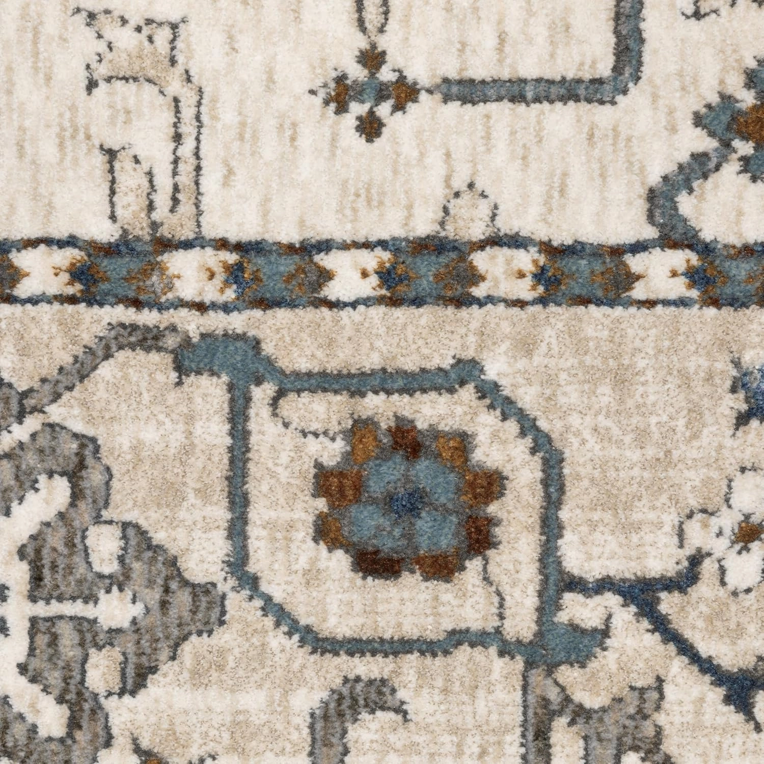 Oriental Weavers Ellington Area Rug - ELL10-7'10" x 10'10" - in Ivory/Blue - Vintage Inspired, Stain Resistant, Family and Pet Friendly, Dining, Living Room Rug