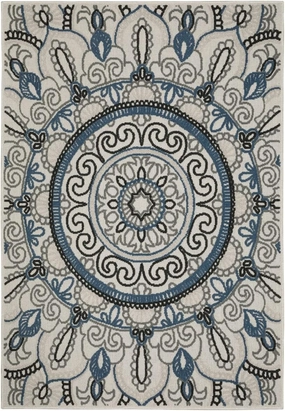 Oriental Weavers Torrey Indoor/Outdoor Rug - 072J1-7'10" x 10' - in Light Grey/Blue - Vintage Bohemian Style, Water, Stain and Fade Resistant, Hose Clean, Patio, Outdoor Living Area Rug