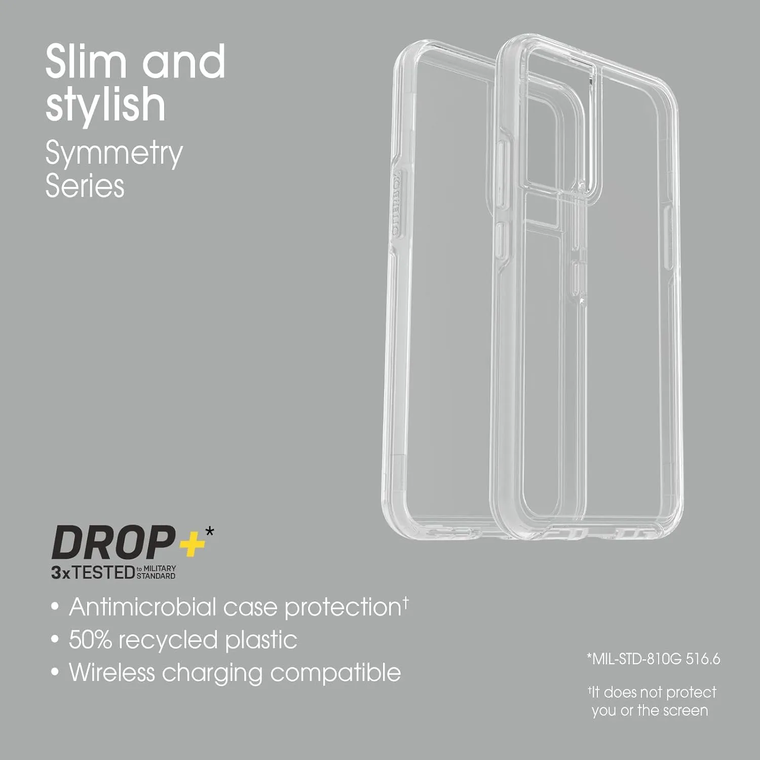 OtterBox Galaxy S22  Symmetry Series Case - Stardust (Glitter/Clear), Ultra-Sleek, Wireless Charging Compatible, Raised Edges Protect Camera & Screen
