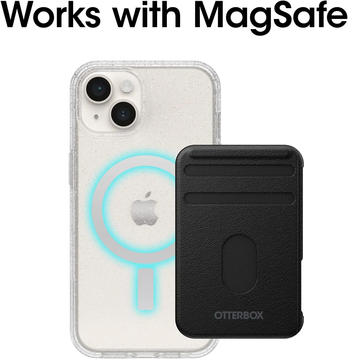 OtterBox iPhone 14 & iPhone 13 Symmetry Series  Case - Stardust (Clear/Glitter), Ultra-Sleek, Snaps to MagSafe, Raised Edges Protect Camera & Screen