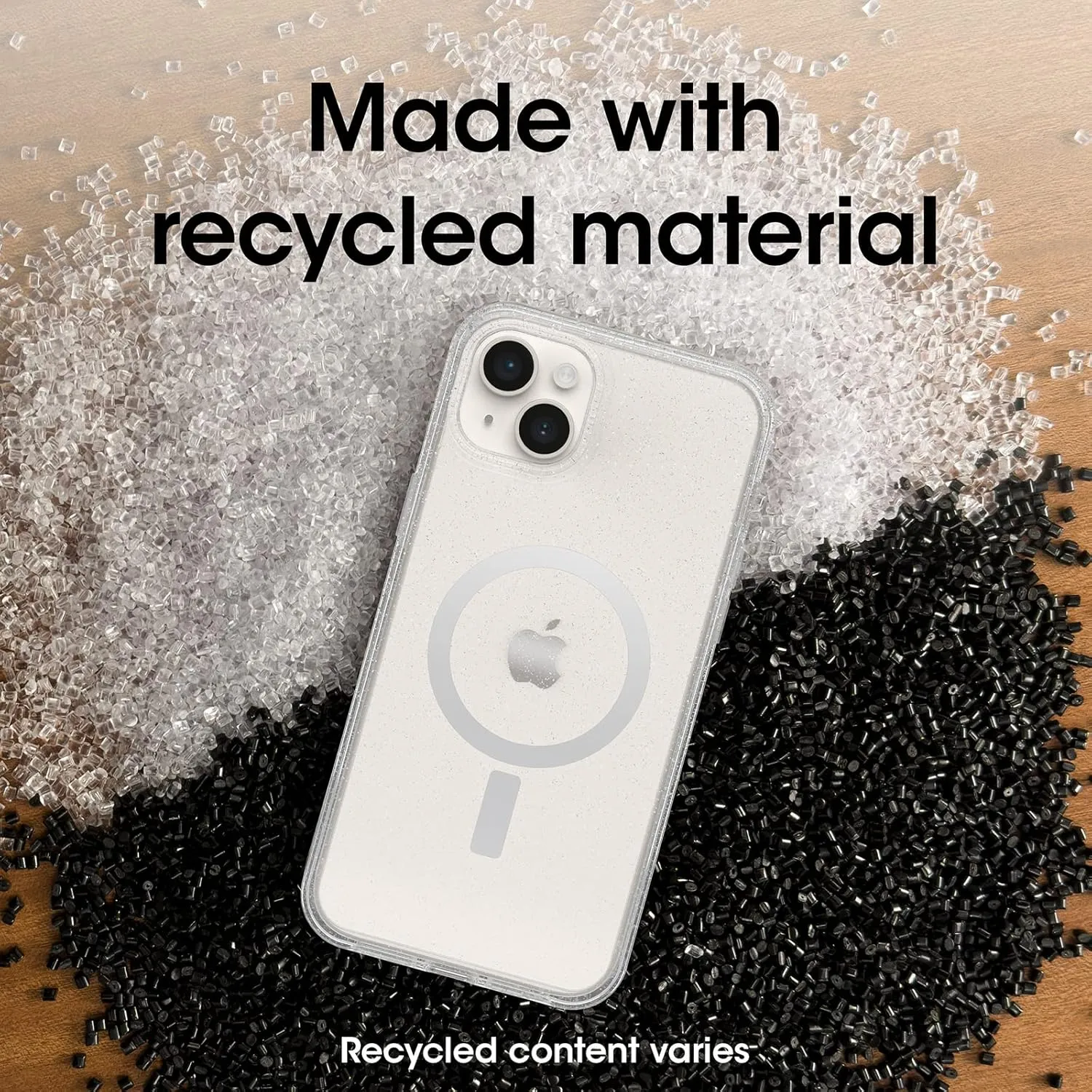 OtterBox iPhone 14 Plus Symmetry Series  Case - STARDUST (Clear/Glitter), ultra-sleek, snaps to MagSafe, raised edges protect camera & screen