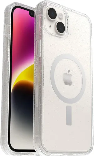 OtterBox iPhone 14 Plus Symmetry Series  Case - STARDUST (Clear/Glitter), ultra-sleek, snaps to MagSafe, raised edges protect camera & screen