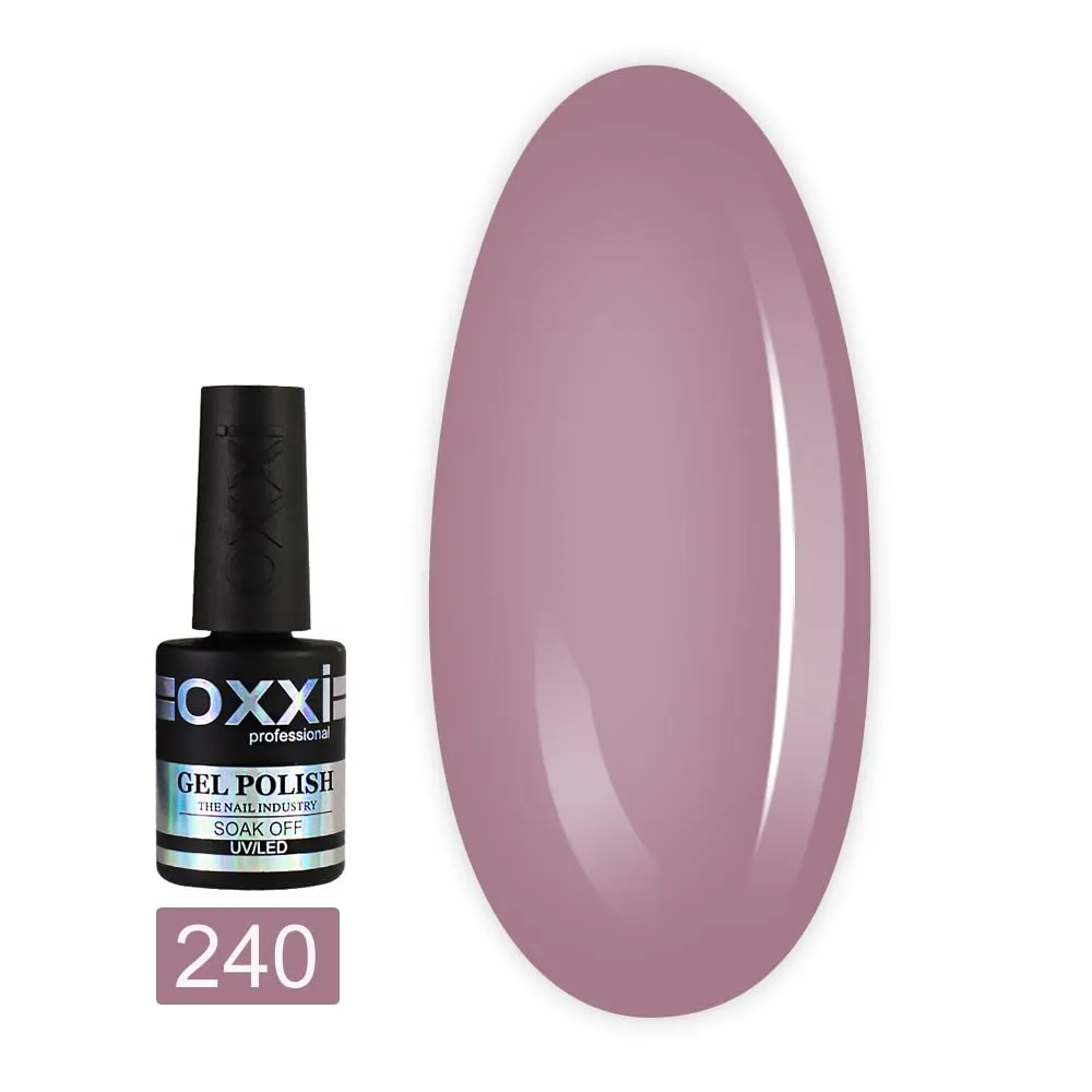 Oxxi Professional Gel Color 10ml. Part 4 (171-250) Nail Polish French Red, Beige, Pink Enamel, Sparkles Glitter Led Uv Soak Off, Nail Art Diy, Home manicure (Gel Polish 240 (delicate pink-lilac))