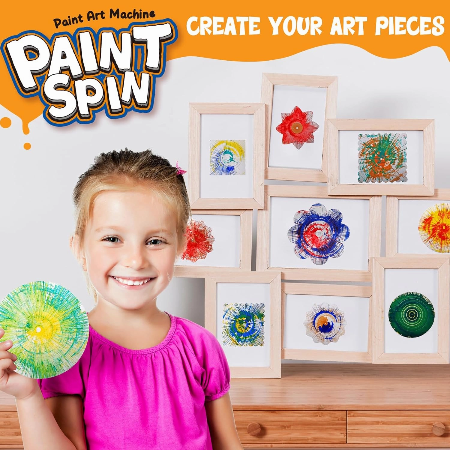 Paint Spin Art Machine Kit for Kids, Arts & Crafts Painting Spinner Toys Kits Sets for Boys & Girls Ages 6 7 8 9 Year Old Pink