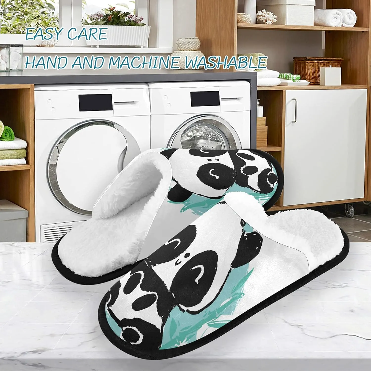Panda Bear Slippers, Soft Memory Foam Non-Slip Indoor House Slippers Home Shoes for Bedroom Hotel Travel Spa