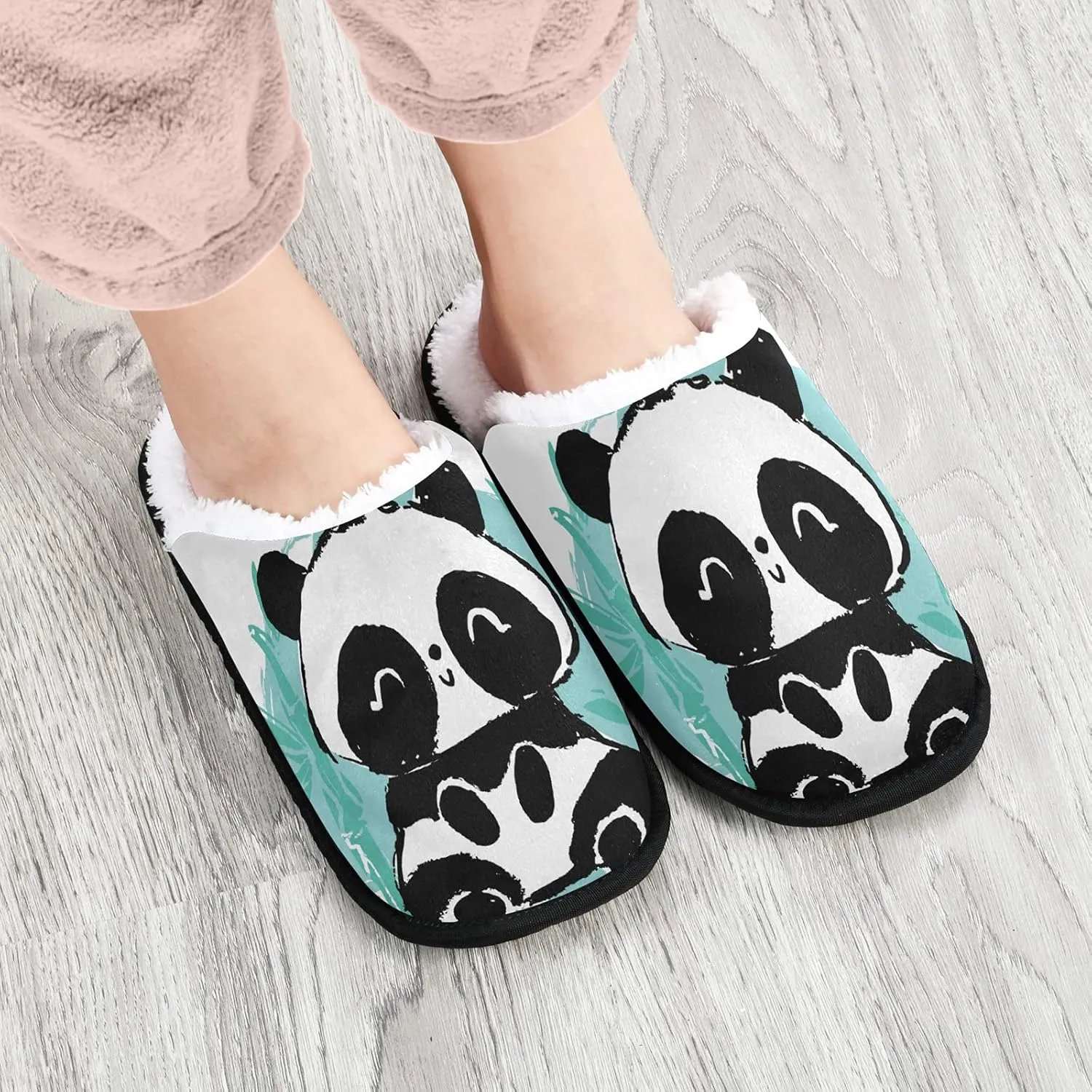 Panda Bear Slippers, Soft Memory Foam Non-Slip Indoor House Slippers Home Shoes for Bedroom Hotel Travel Spa