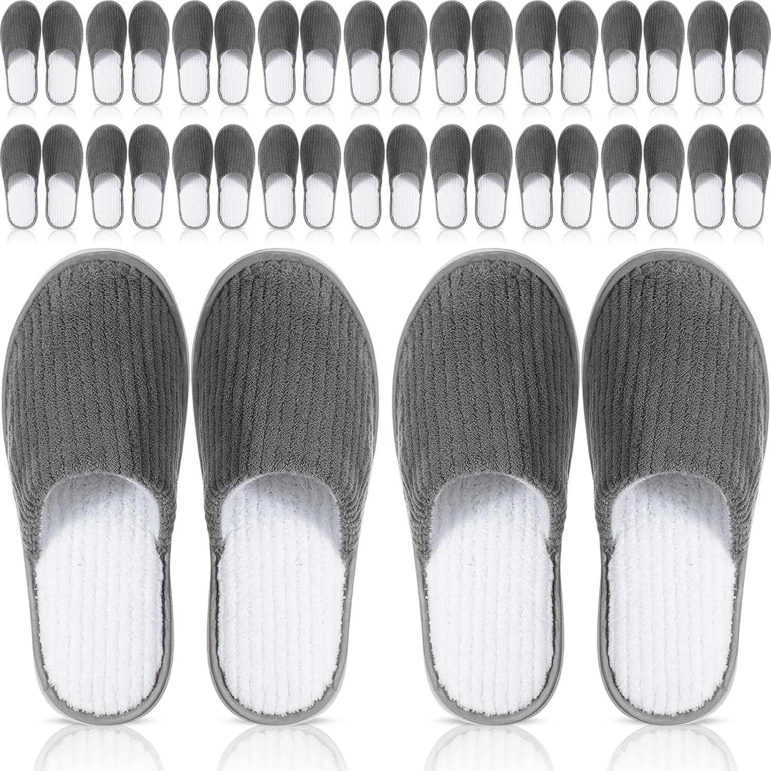 Panitay 20 Pairs Reusable Spa Slippers for Guests Washable House Slippers with Triple Layer Coral Fleece for Home Indoor Hotel Travel, Closed Toe