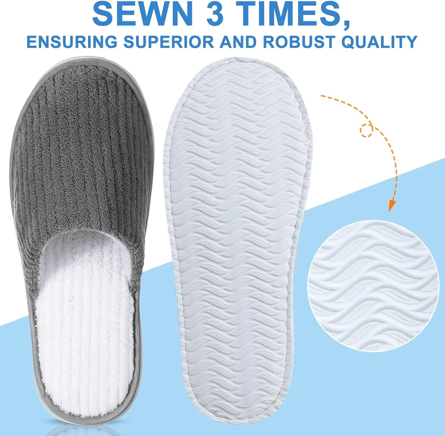 Panitay 20 Pairs Reusable Spa Slippers for Guests Washable House Slippers with Triple Layer Coral Fleece for Home Indoor Hotel Travel, Closed Toe