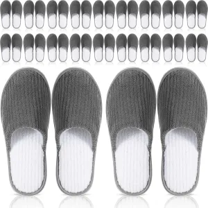 Panitay 20 Pairs Reusable Spa Slippers for Guests Washable House Slippers with Triple Layer Coral Fleece for Home Indoor Hotel Travel, Closed Toe