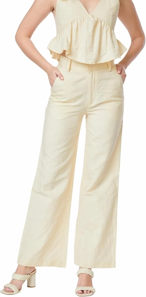Paradigm Women's High Waisted Flare Pants, Beige, Cotton, XS-2X, Casual Pants