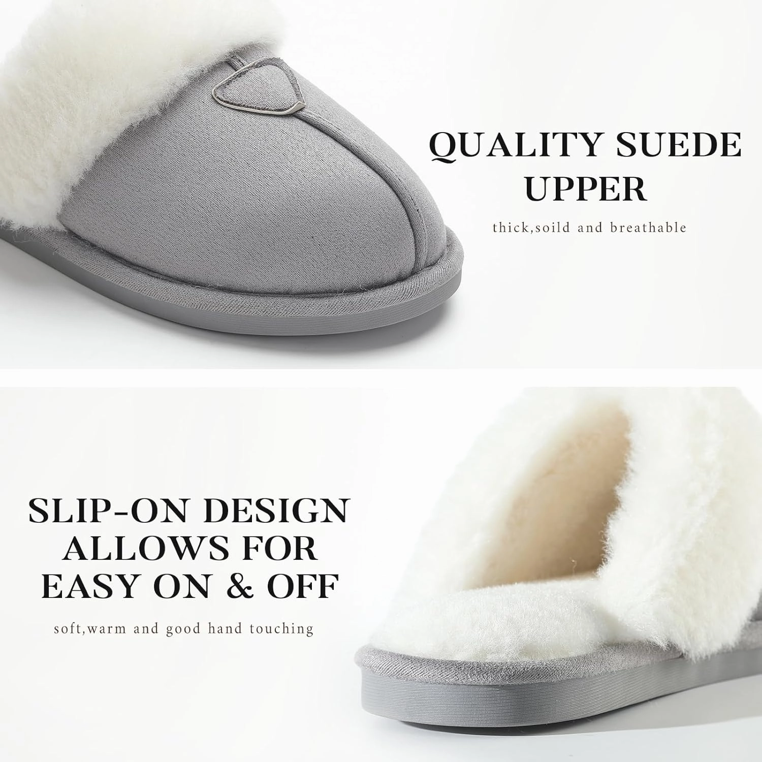 Parlovable Womens Fuzzy Slippers Memory Foam Suede House Slippers Faux Fur Indoor Outdoor Shoes