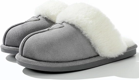 Parlovable Womens Fuzzy Slippers Memory Foam Suede House Slippers Faux Fur Indoor Outdoor Shoes