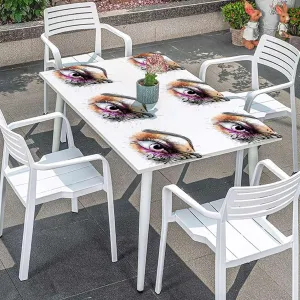 Pastel Coral Rectangle Tables Decor Fantasy Woman's Eye with Eyelash Soft-Touch Fitted Table Cloth, Waterproof Oil-Proof Table Cover Fashion Fits up 4 Foot Tables