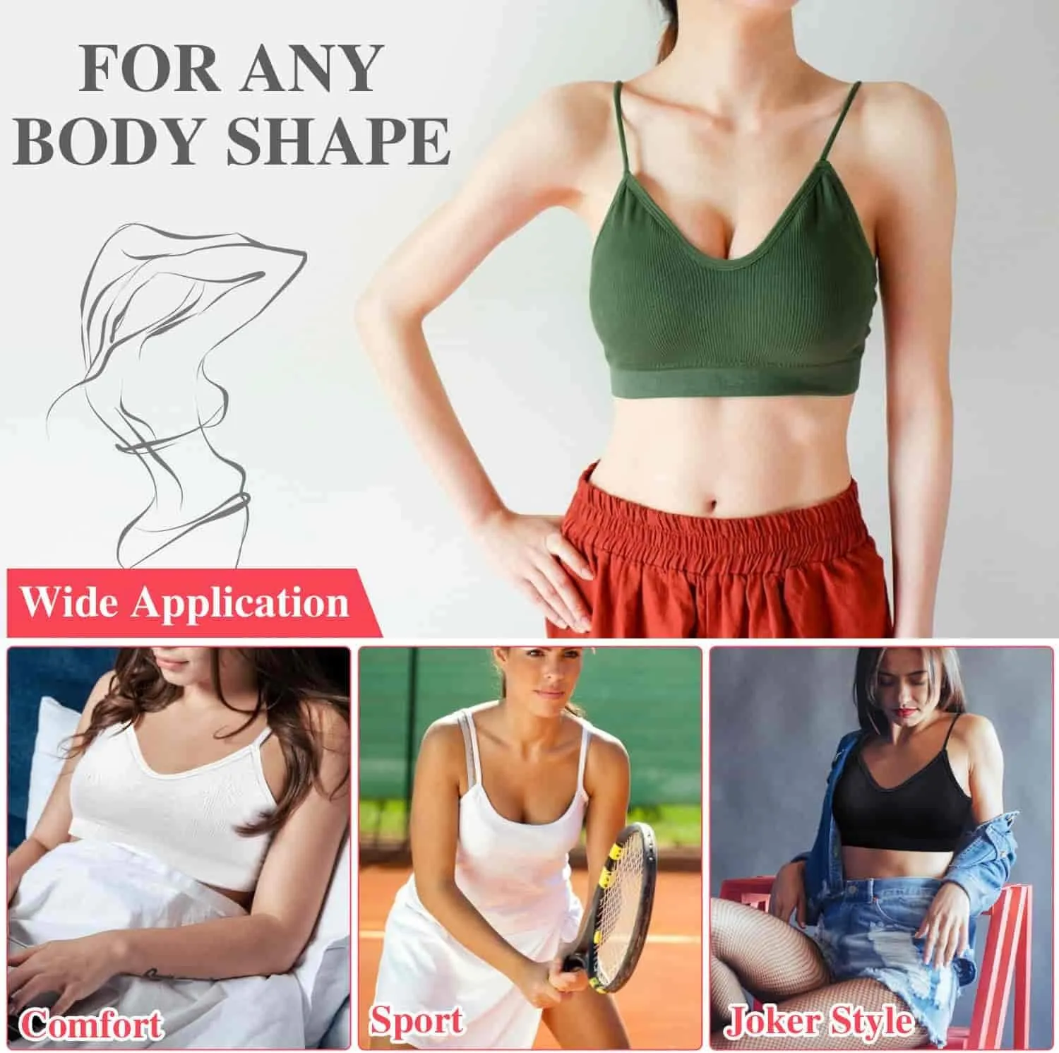 PAXCOO Bras for Women Pack of 6, Bralettes for Women Padded, Sports Bras for Women