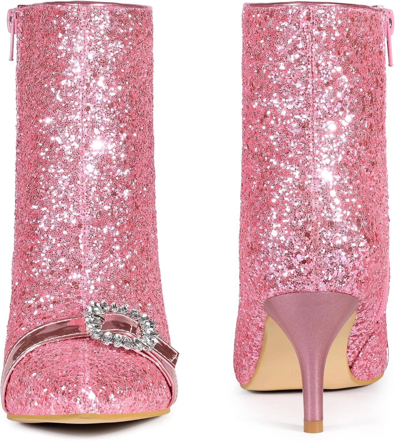 Perphy Glitter Boot Rhinestone Pointed Toe Stiletto Heel Ankle Boots for Women