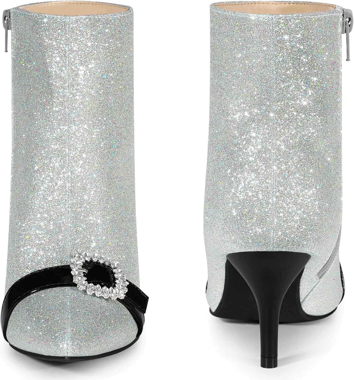 Perphy Glitter Boot Rhinestone Pointed Toe Stiletto Heel Ankle Boots for Women