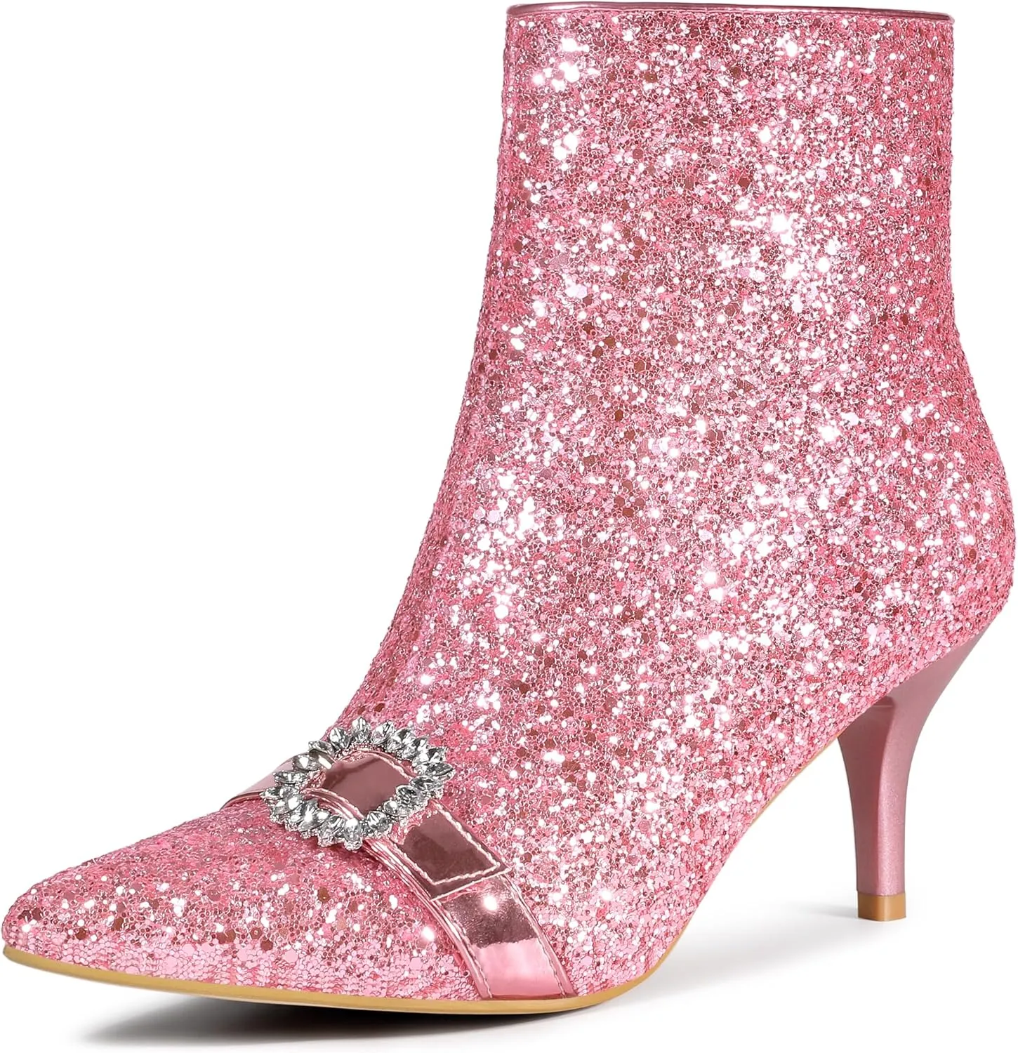 Perphy Glitter Boot Rhinestone Pointed Toe Stiletto Heel Ankle Boots for Women