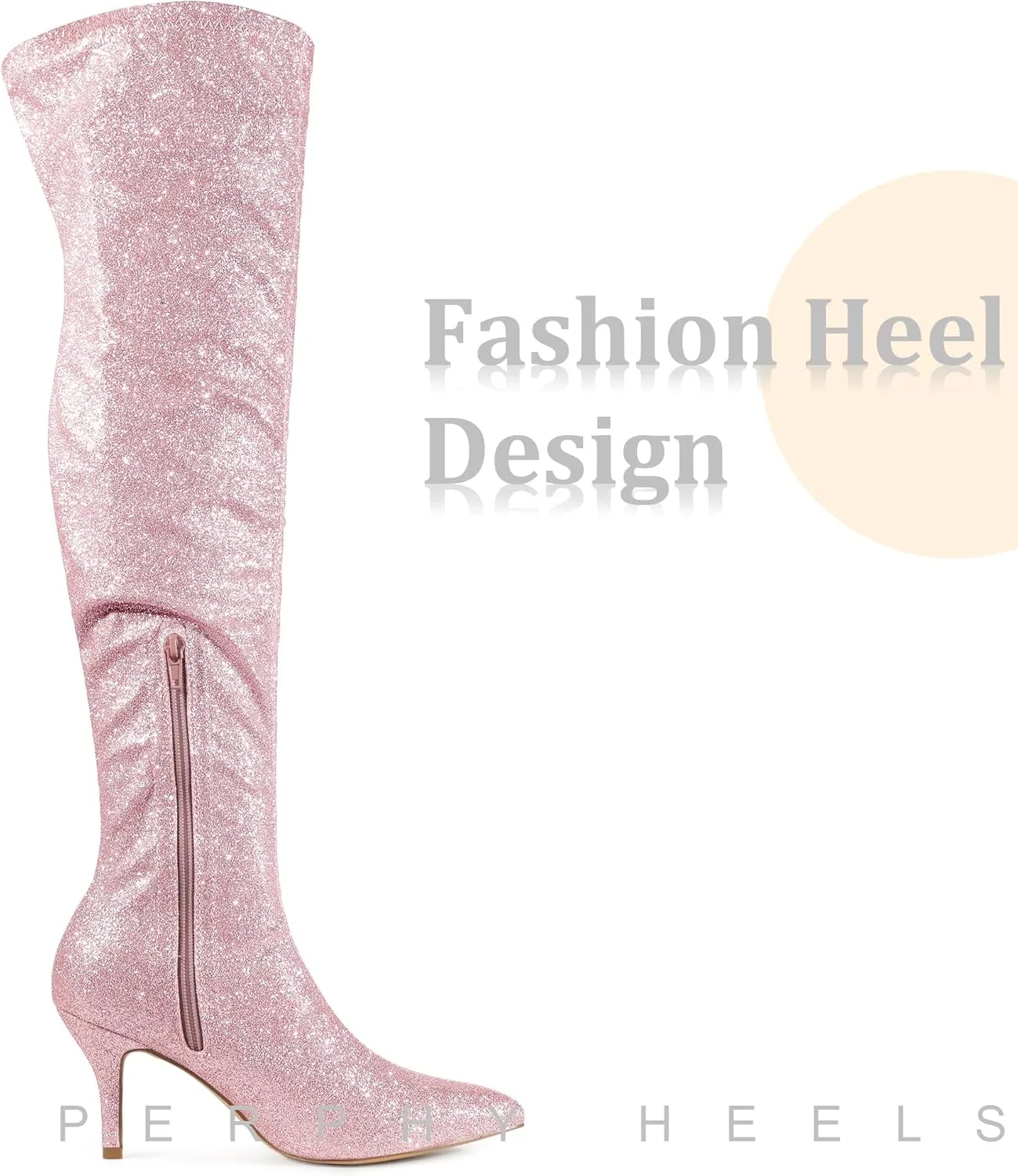 Perphy Glitter Thigh High Boot Stiletto Heels Over the Knee Boots for Women