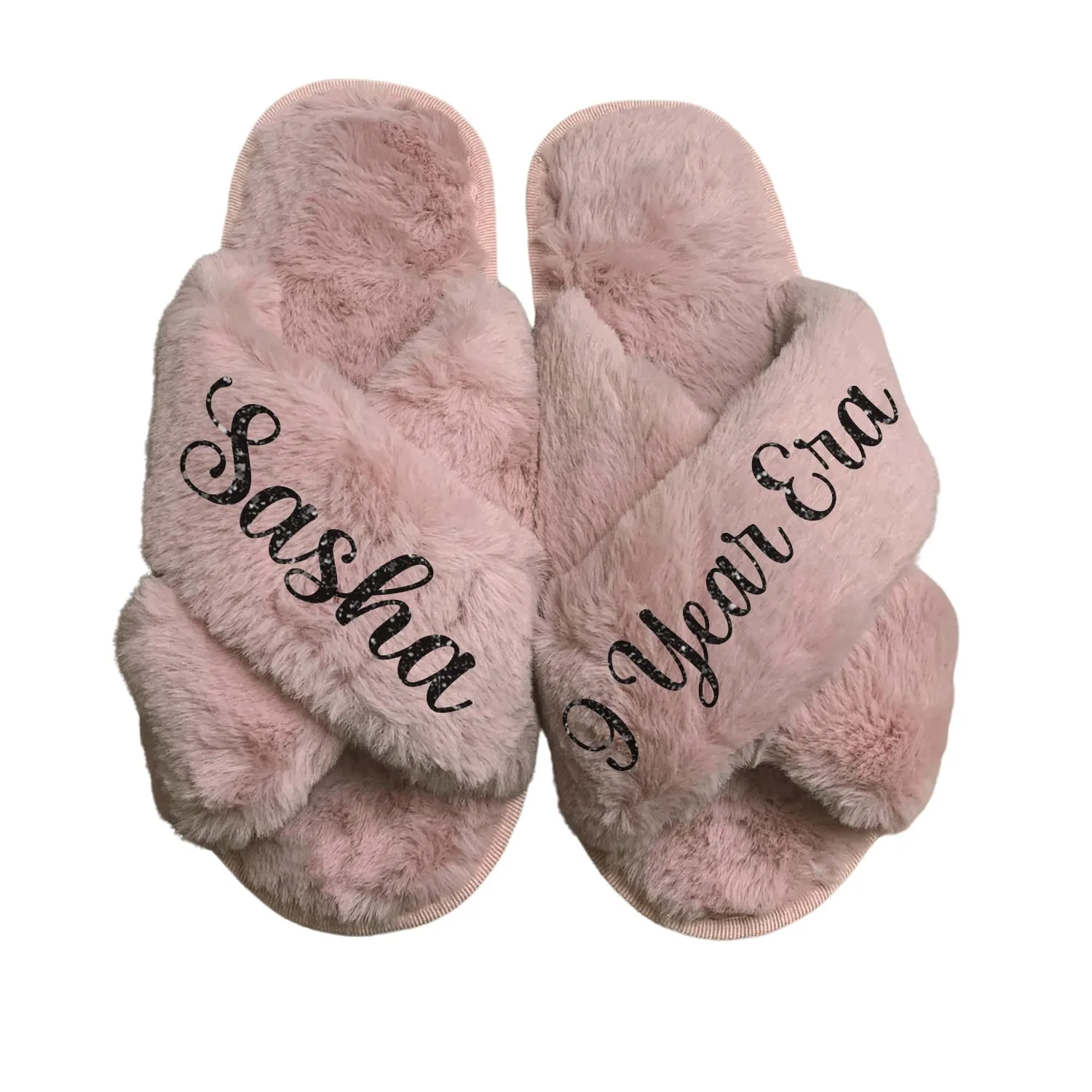 Personalized Girls Slippers for Kids Ages 3 to 10 Years - Non-Skid Soles - Flower Girl Slippers - Slippers for Birthday Parties & More (2.5-3Y (9-10Yrs), Dusty Rose)