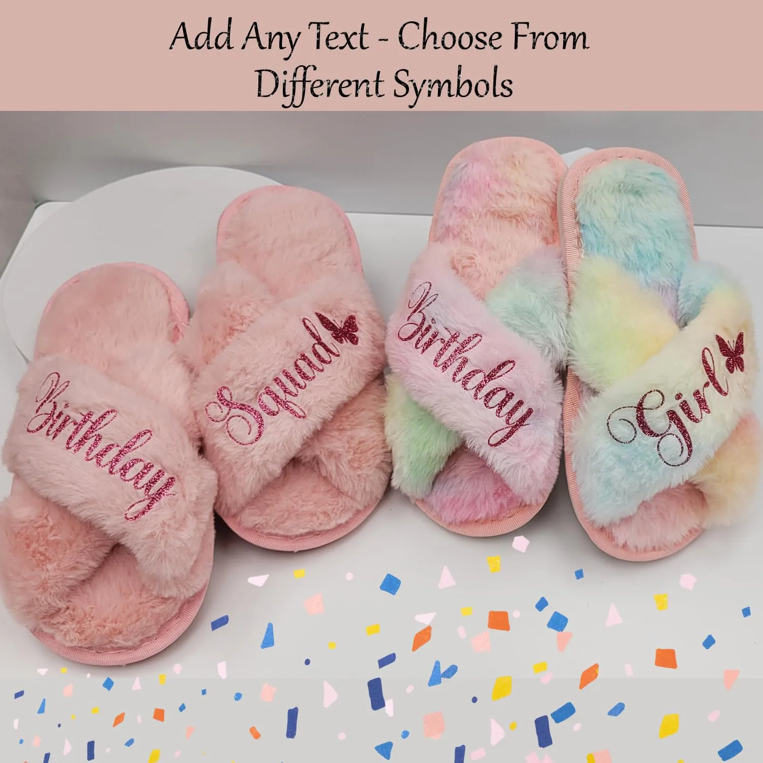 Personalized Girls Slippers for Kids Ages 3 to 10 Years - Non-Skid Soles - Flower Girl Slippers - Slippers for Birthday Parties & More (2.5-3Y (9-10Yrs), Dusty Rose)