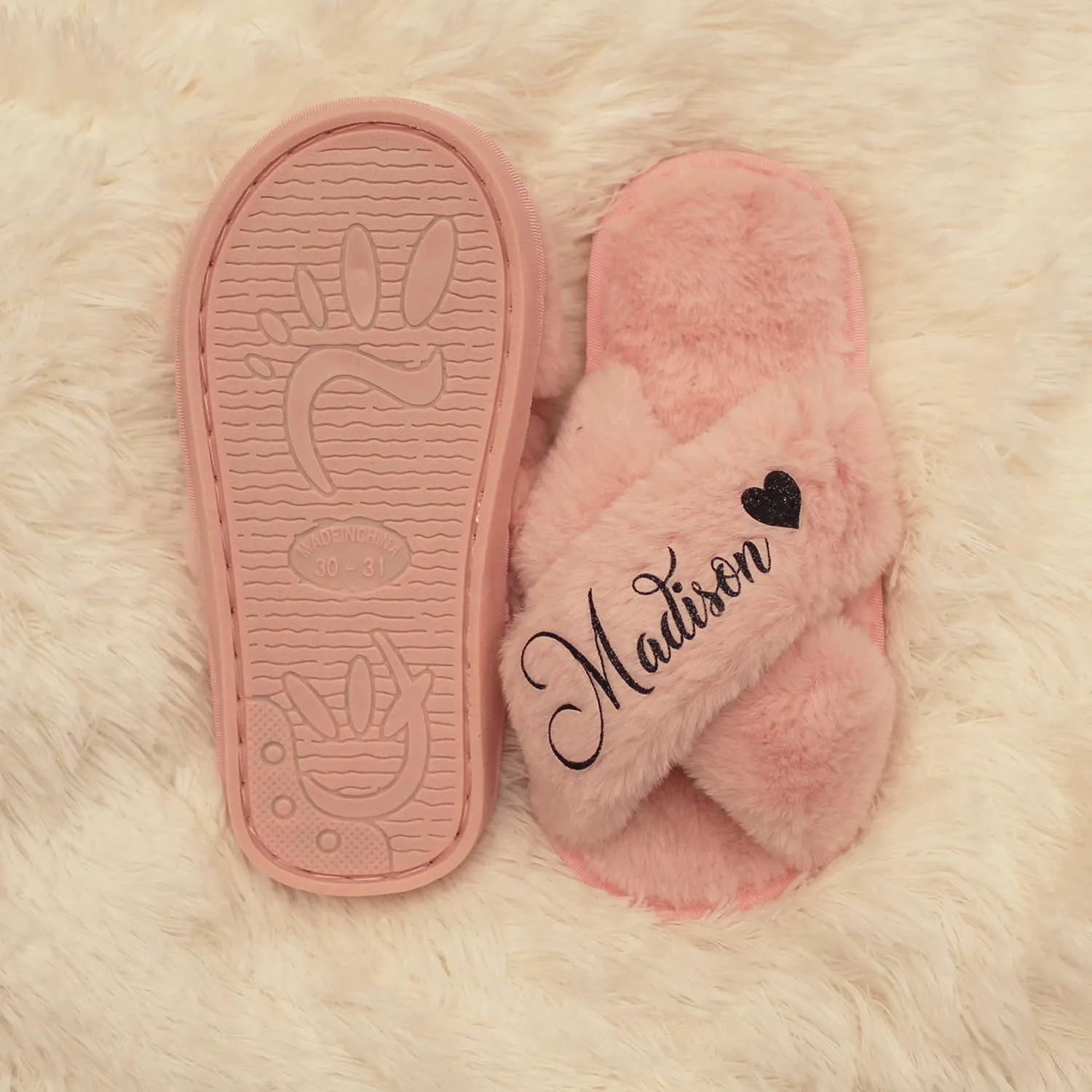 Personalized Girls Slippers for Kids Ages 3 to 10 Years - Non-Skid Soles - Flower Girl Slippers - Slippers for Birthday Parties & More (2.5-3Y (9-10Yrs), Dusty Rose)