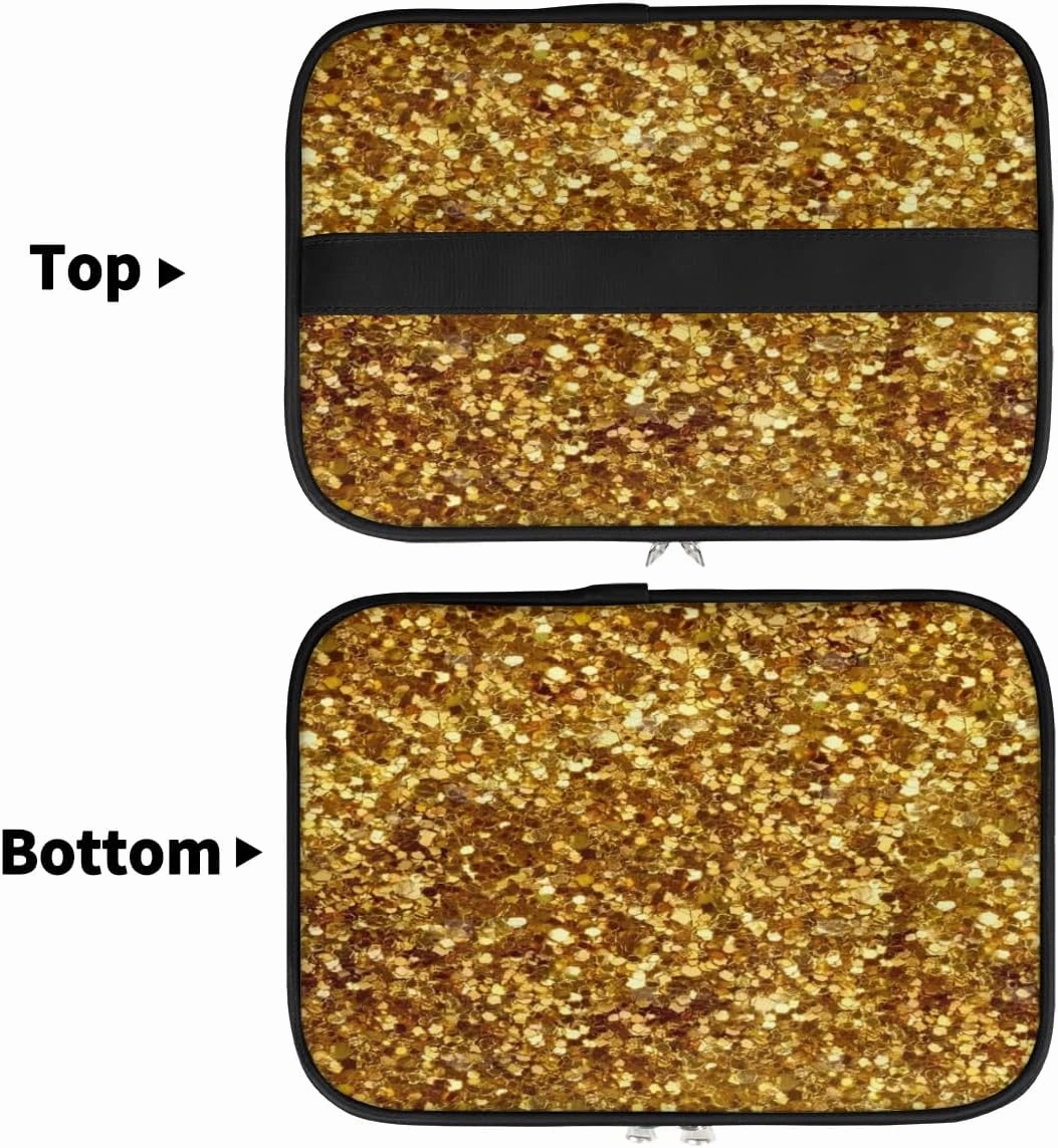 Personalized Cheer Travel Makeup Bag for Girls Women, Custom Cheerleader Cosmetic Make Up Zipper Pouch Bag, Personalized Gifts, Dark Gold Glitter Bag