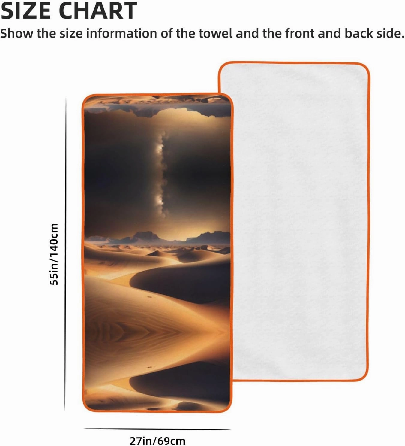 PHAYAH Desert Stars Patterned Bathroom Absorbent Coral Fleece Towel for Hotel Yoga Gym Shower Spa Bath Towel 27x55in Orange Hemming