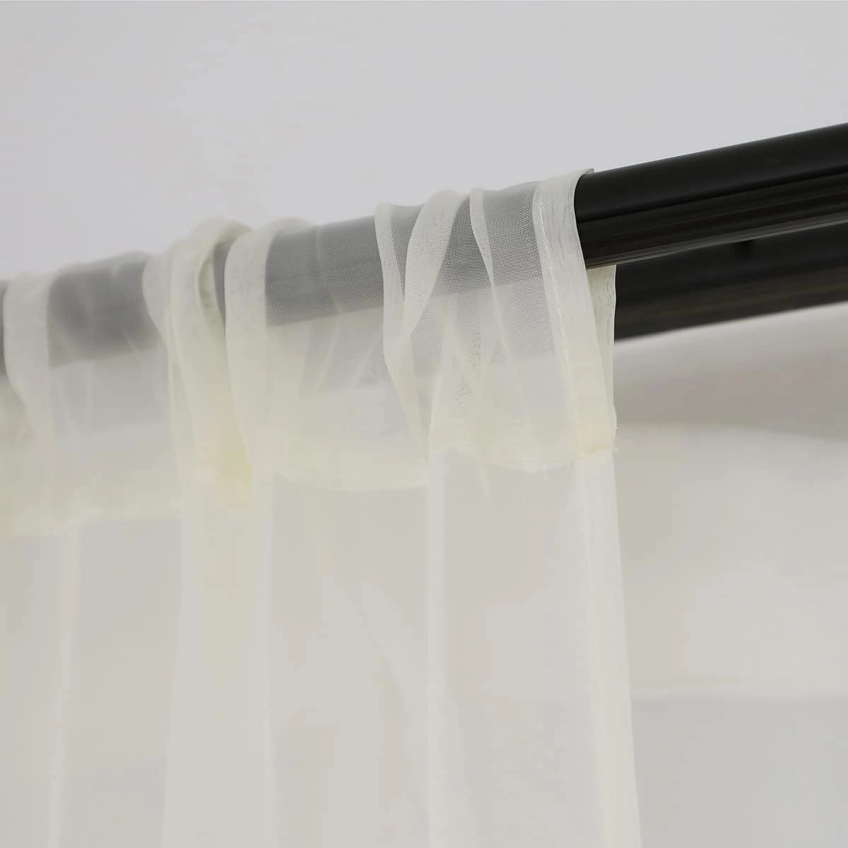 PHILEASY Window Sheer Beige Curtains 84 Inches Long 2 Panels Beige Sheer Curtains Sheer Curtain Clear Transparent Basic Rod Pocket Panel 15 Colors 10 Size for Bedroom Living Room Yard Kitchen