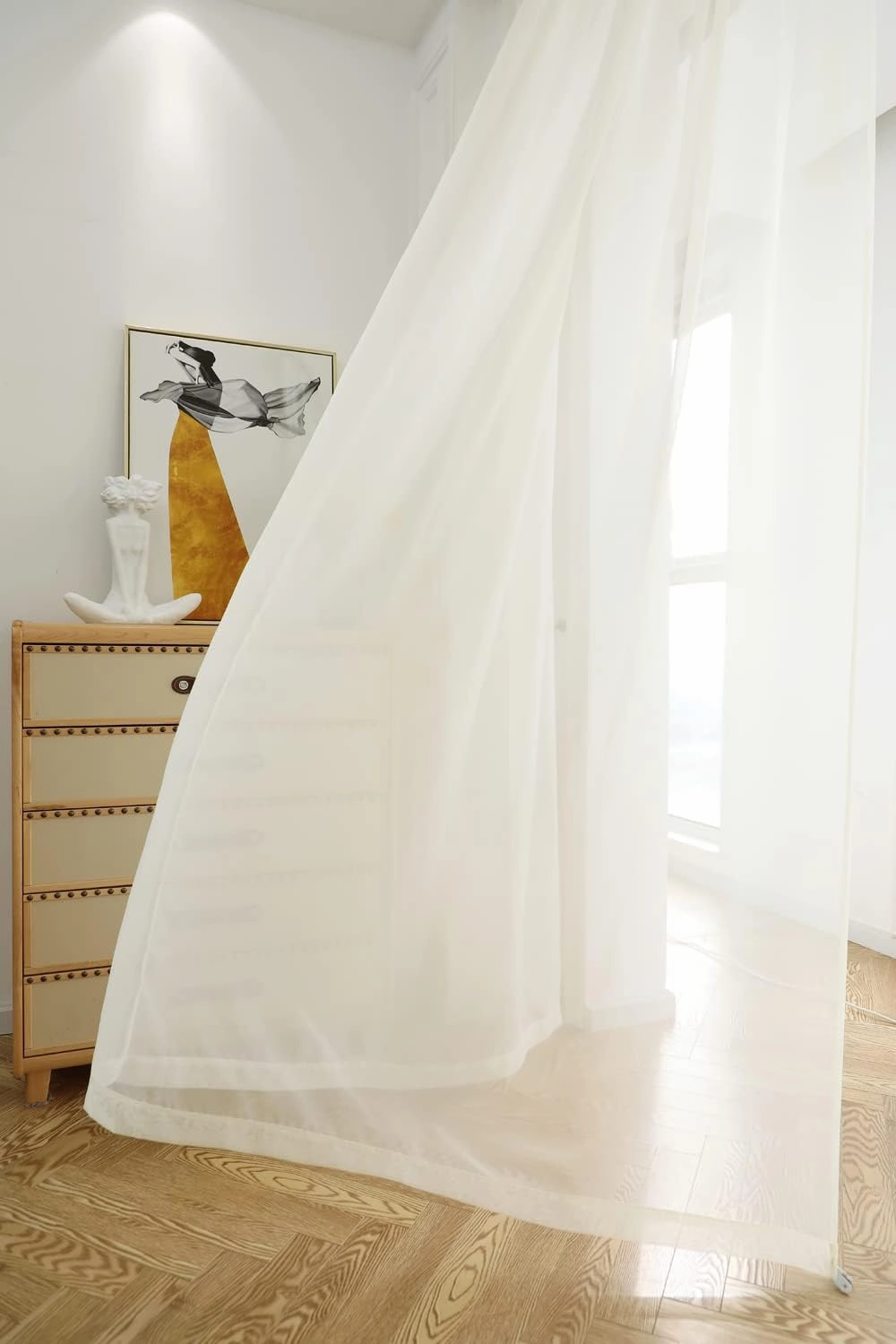 PHILEASY Window Sheer Beige Curtains 84 Inches Long 2 Panels Beige Sheer Curtains Sheer Curtain Clear Transparent Basic Rod Pocket Panel 15 Colors 10 Size for Bedroom Living Room Yard Kitchen