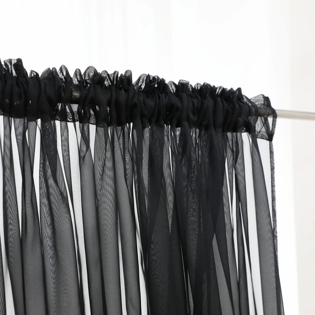 PHILEASY Window Sheer Black Curtains 84 Inches Long 2 Panels Black Sheer Curtains Sheer Curtain Clear Transparent Basic Rod Pocket Panel 15 Colors 10 Size for Bedroom Living Room Yard Kitchen