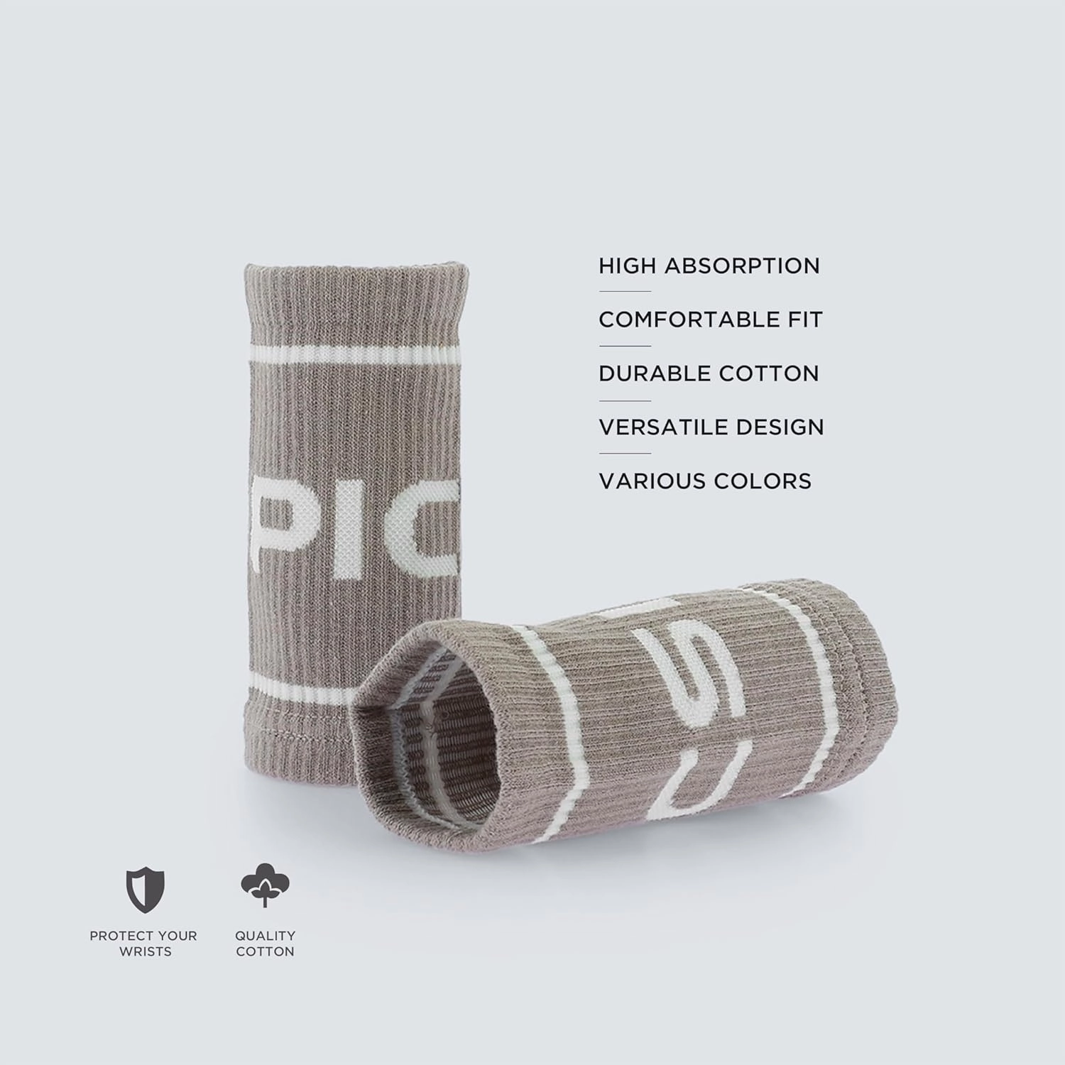 PICSIL Cotton Sports Wristbands - Absorbent, Breathable and Comfortable - for Gym, Running, Tennis and More - Unisex