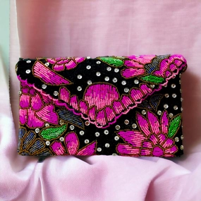 Pink Floral Clutch