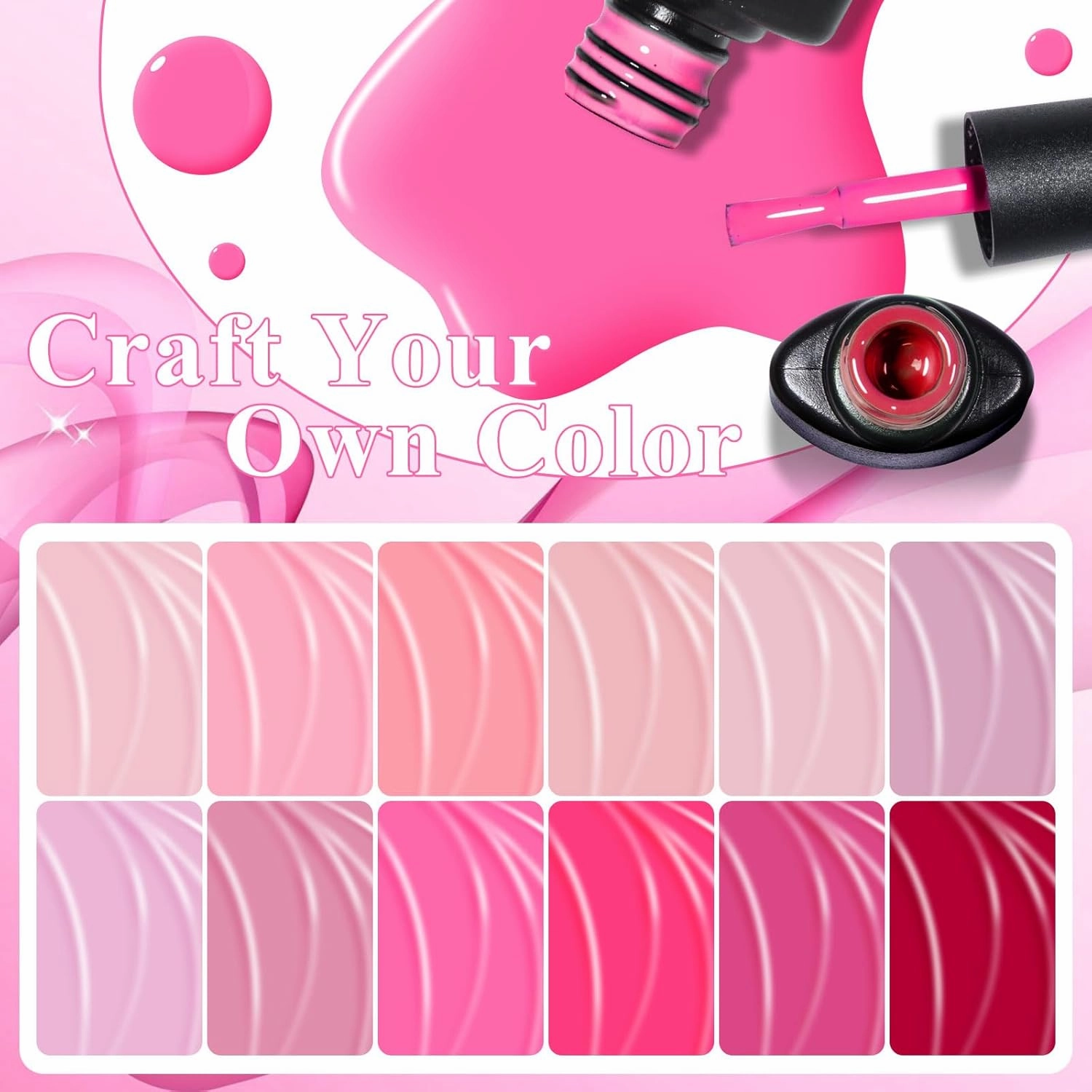 Pink Gel Nail Polish Set 24 Colors Hot Pink Shades Neon Pink Light Bright Pink Glitter Red Nude Skin Tones Neutral Nail Art Design for Women Girl Nail Lovers Gift Salon DIY