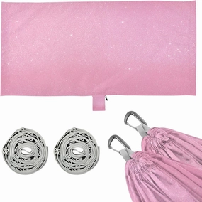 Pink Glitter Texture Camping Hammock, 330 lbs with 2 Tree Straps, Carry Bag, Single Portable Hammock for Outdoor/Indoor, Hiking, Beach, Backpacking, Travel