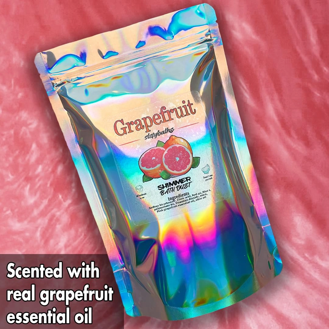 Pink Grapefruit Shimmer Bath Bomb in A Bag - Handmade Essential Oil Scented Bath Bombs for Women,Kids and Men - Bulk Bathbomb Fizzies Perfect for Boys and Girls All Ages (Large, Pink)