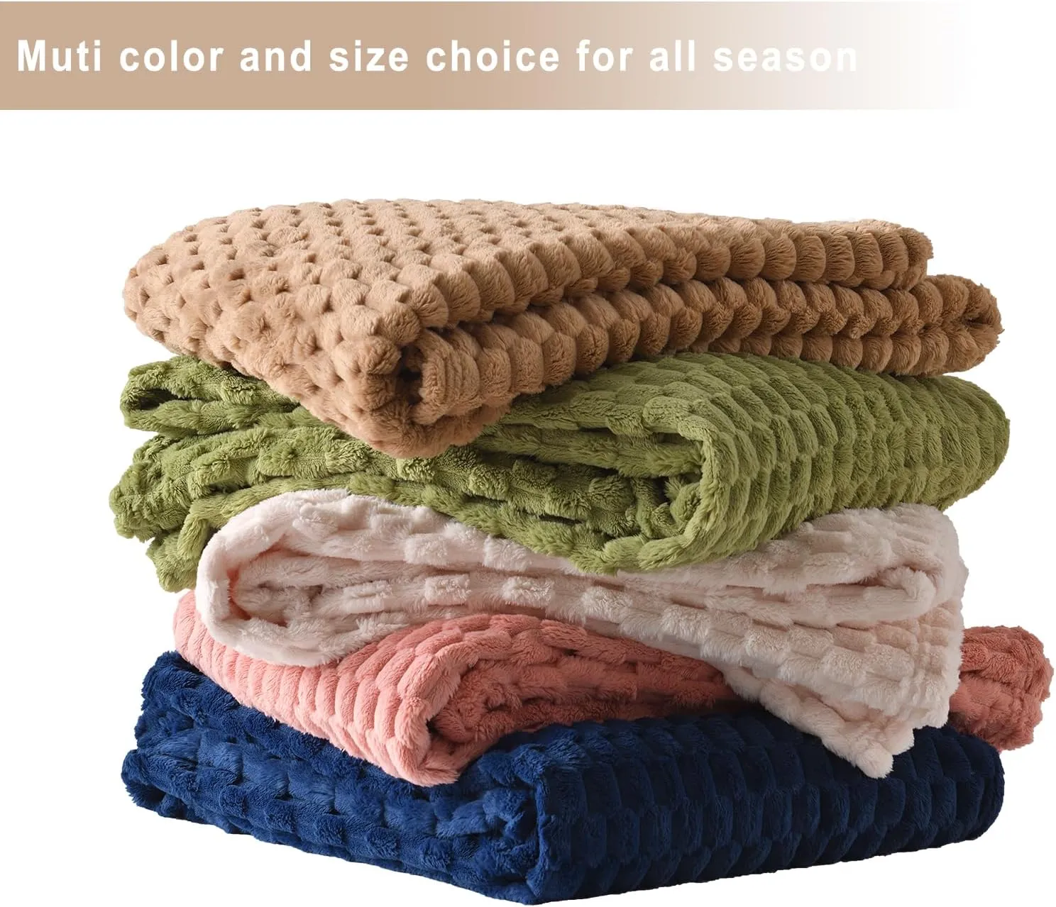 PLEASANT BOULEVARD Fleece Throw Blanket for Couch with 3D Turtle Shell Jacquard Soft Blanket, Fuzzy Blanket for All Seasons 50x60 Inches, Beige