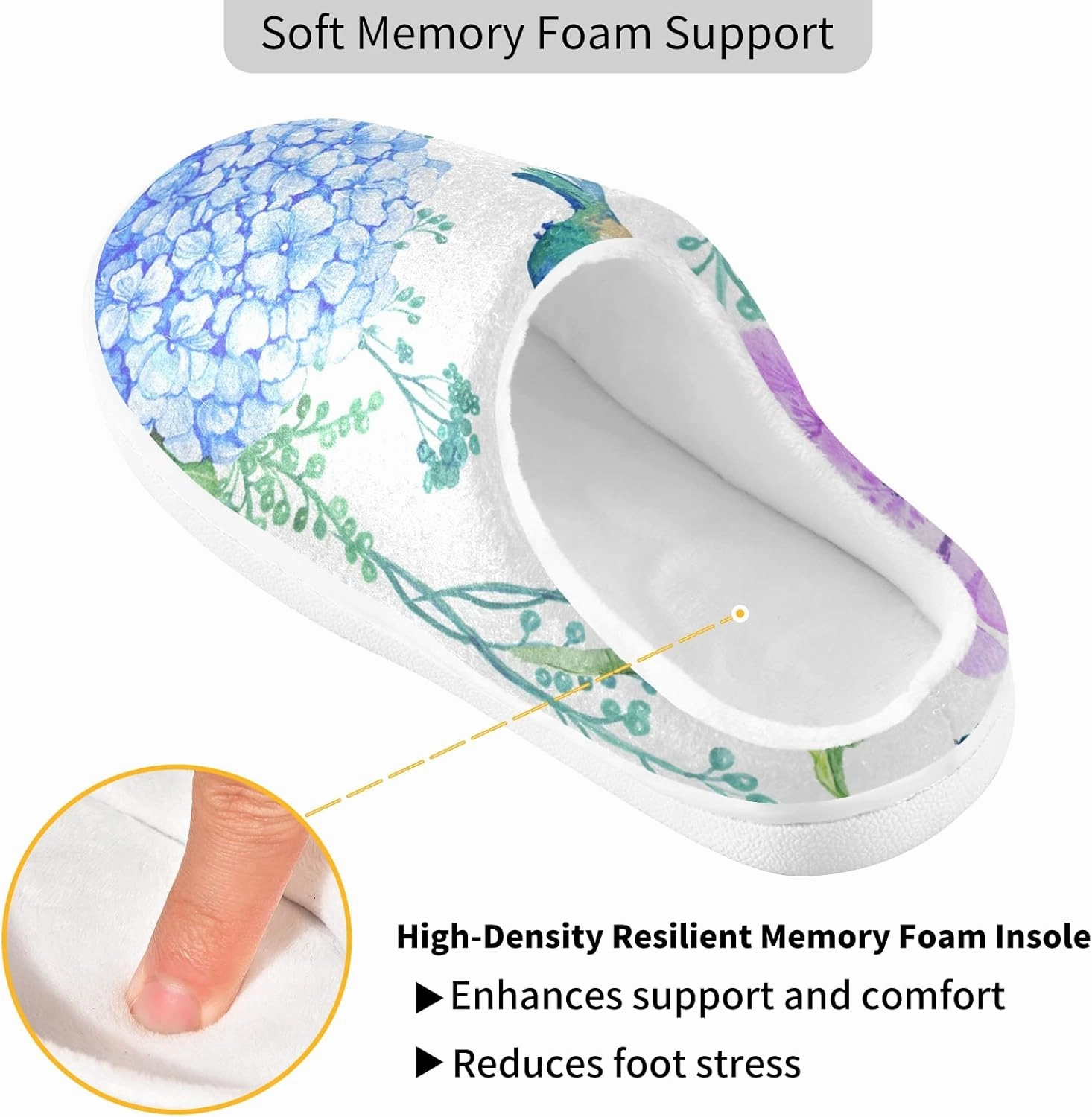 Poeticcity Unisex Memory Foam House Slippers Non-Skid Soft Warm Sole Coral Fleece Slip-on Closed Toe Hand Free Shoes for Bedroom Travel 6-17