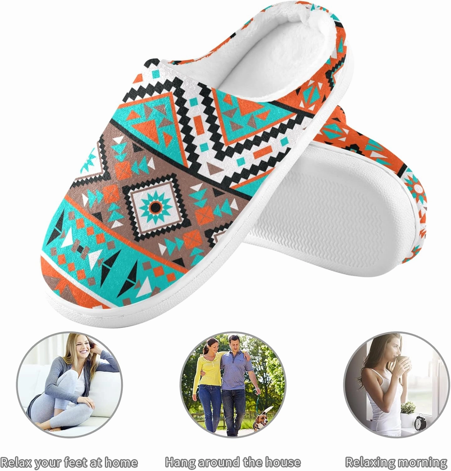 Poeticcity Unisex Memory Foam House Slippers Non-Skid Soft Warm Sole Coral Fleece Slip-on Closed Toe Hand Free Shoes for Bedroom Travel 6-17