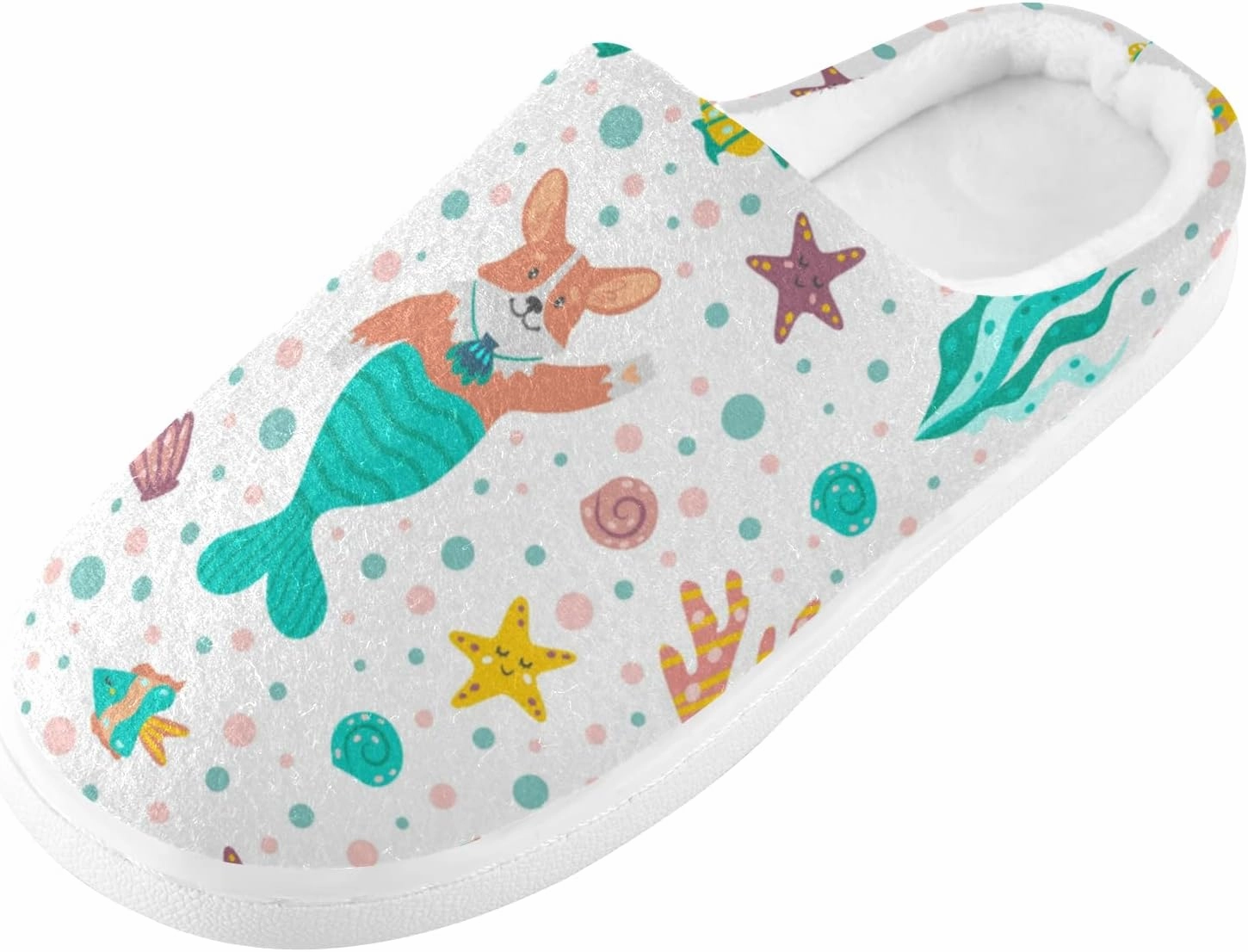 Poeticcity Unisex Memory Foam House Slippers Non-Skid Soft Warm Sole Coral Fleece Slip-on Closed Toe Hand Free Shoes for Bedroom Travel 6-17