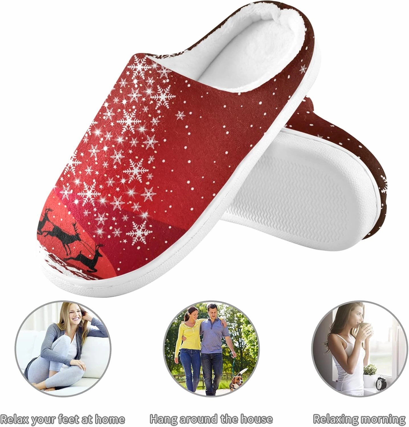 Poeticcity Unisex Memory Foam House Slippers Non-Skid Soft Warm Sole Coral Fleece Slip-on Closed Toe Hand Free Shoes for Bedroom Travel 6-17