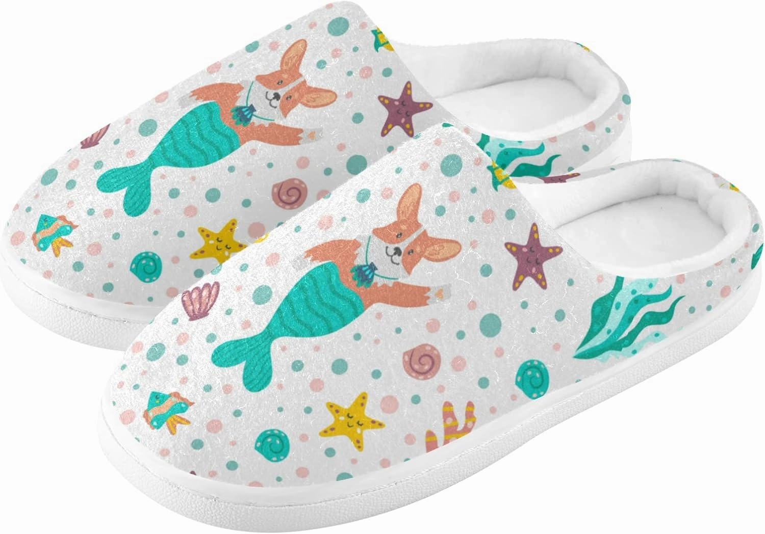 Poeticcity Unisex Memory Foam House Slippers Non-Skid Soft Warm Sole Coral Fleece Slip-on Closed Toe Hand Free Shoes for Bedroom Travel 6-17
