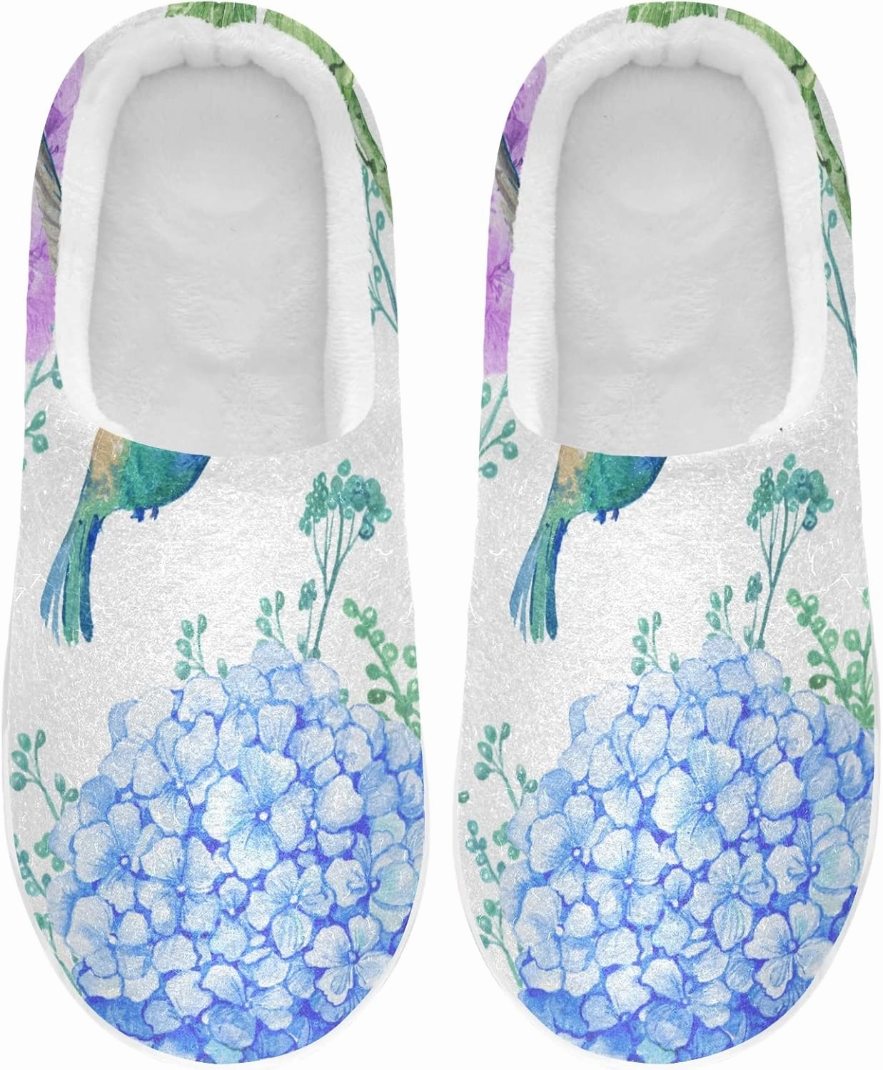 Poeticcity Unisex Memory Foam House Slippers Non-Skid Soft Warm Sole Coral Fleece Slip-on Closed Toe Hand Free Shoes for Bedroom Travel 6-17